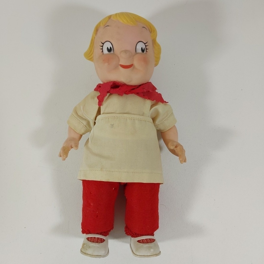 Campells Soup Rubber Girl Doll Vintage 1970s Advertising Full Clothed Made USA‎